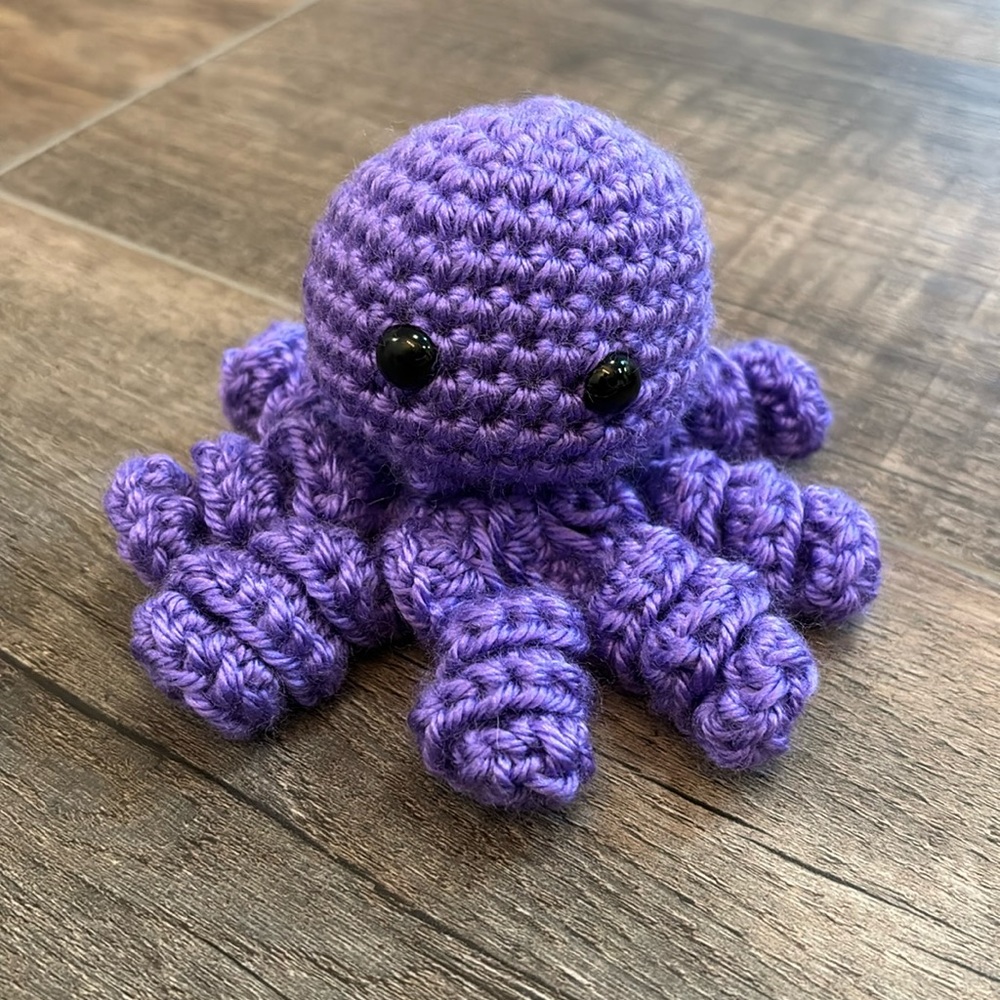 Handmade Crochet Amigurumi Octopus Purple Ocean Stuffed Animal Kids Gift Mini